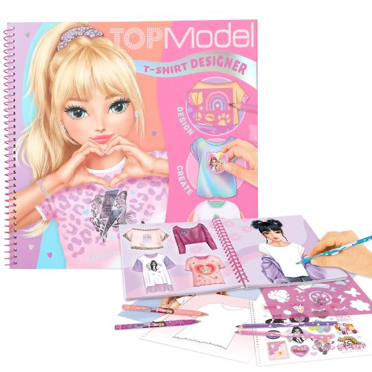 Top Model T-Shirt Designer Colouring Book (With Stencil & Stickers)