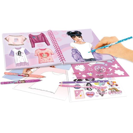 Top Model T-Shirt Designer Colouring Book (With Stencil & Stickers)