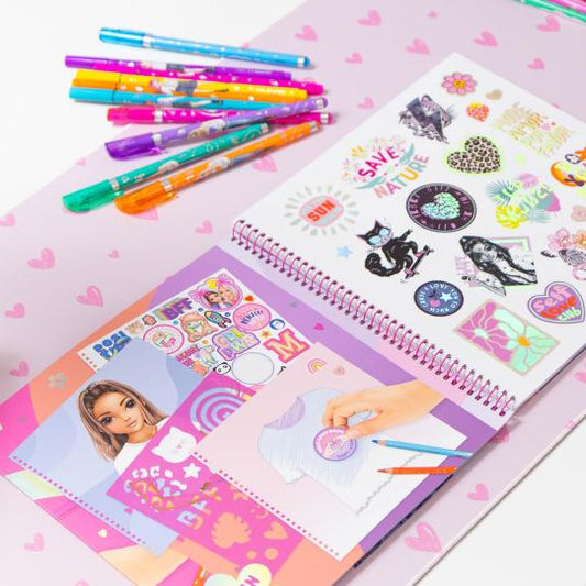 Top Model T-Shirt Designer Colouring Book (With Stencil & Stickers)