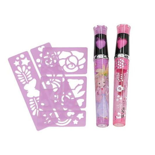 Princess Mimi Tattoo Glitter Gel Pens with Stencils