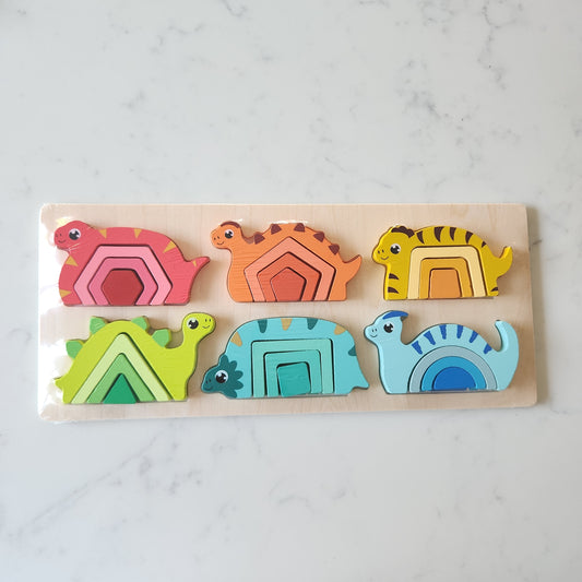 Geometric Wooden Dinosaur Puzzle