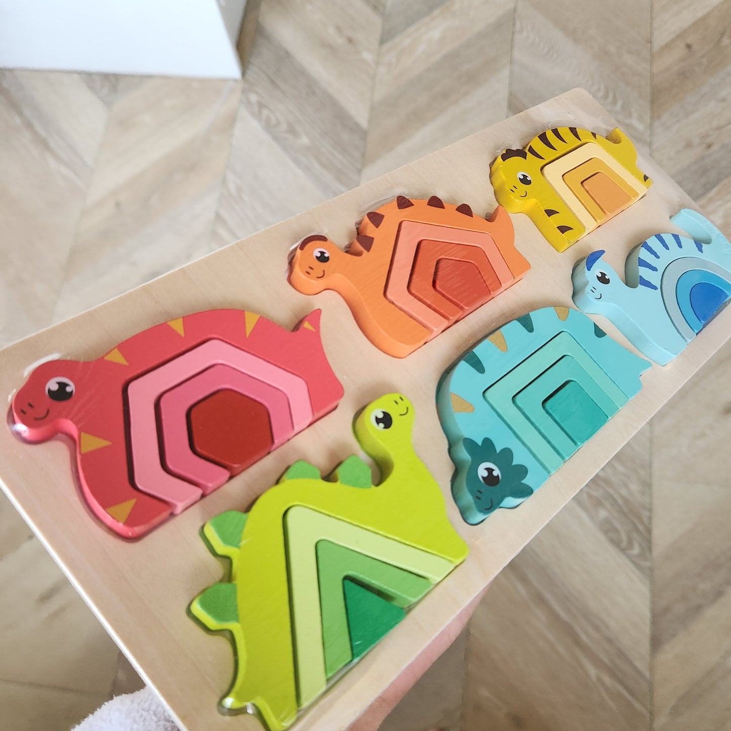 Geometric Wooden Dinosaur Puzzle