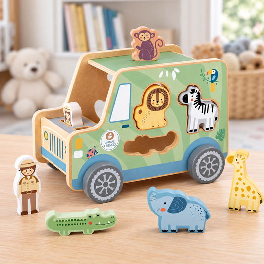 TookyToy Animal Friends Safari Jeep Shape Sorter