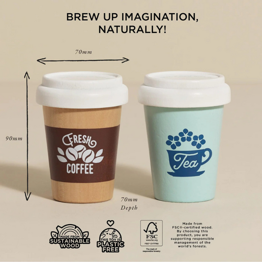 Le Toy Van Wooden Tea & Coffee Re-Usable Eco Cups