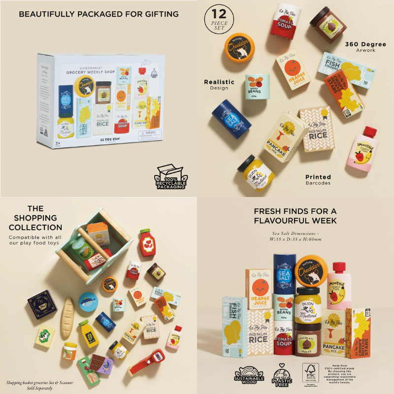 Le Toy Van Wooden Supermarket Grocery Weekly Shop