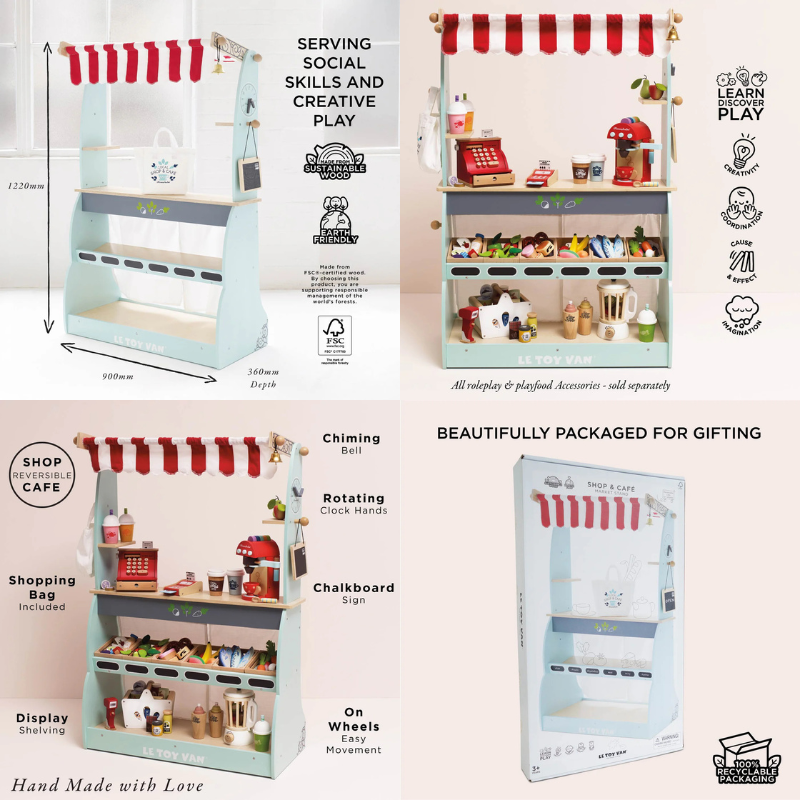 Le Toy Van Wooden Shop & Cafe Market Stand