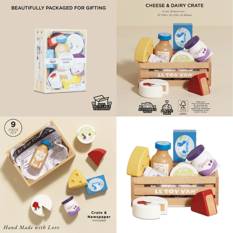 Le Toy Van Wooden Play Food Crates - Various Designs