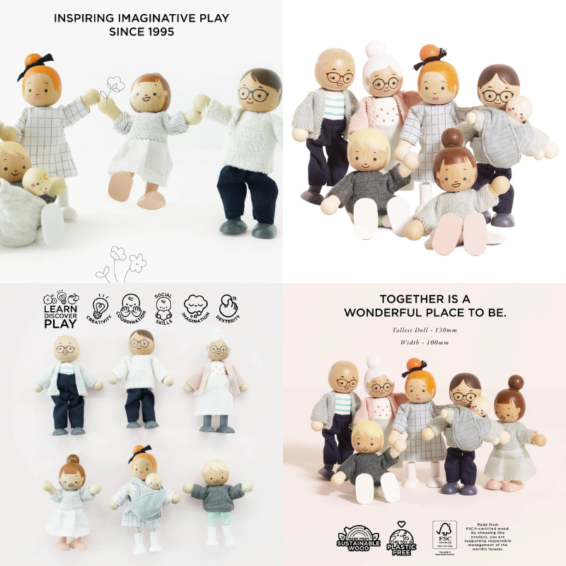 Le Toy Van Wooden Dolls House Family Set