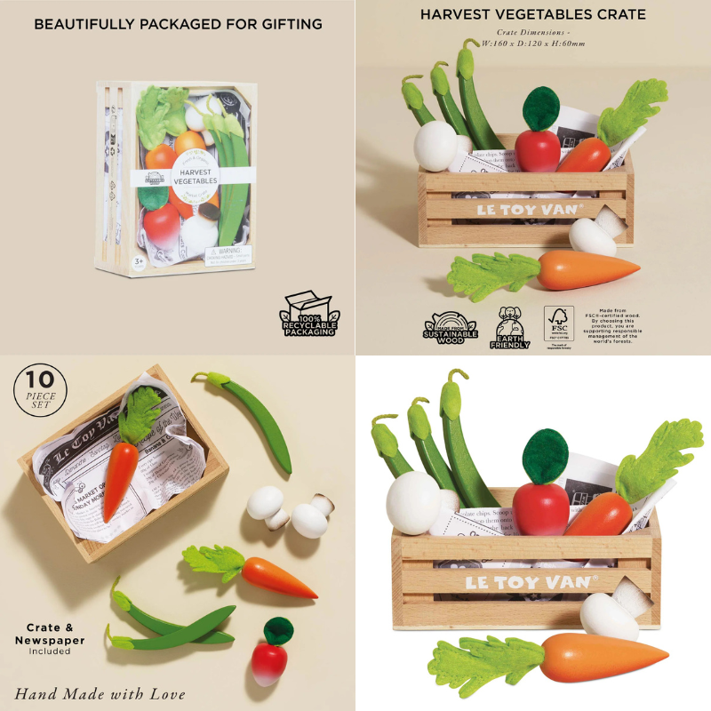 Le Toy Van Wooden Play Food Crates - Various Designs