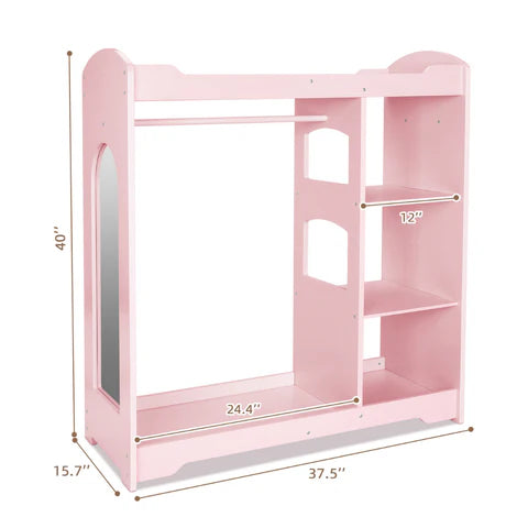 TookyToy Kids Wardrobe & Dress Up Station With Mirror