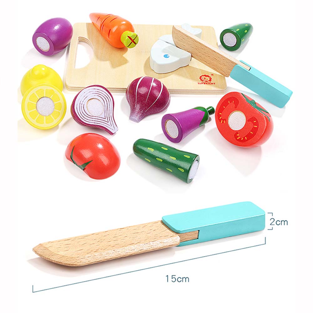 TopBright Pretend Play Wooden Cutting Food