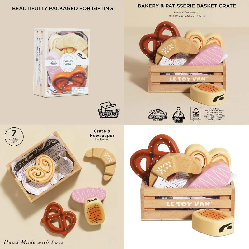 Le Toy Van Wooden Play Food Crates - Various Designs