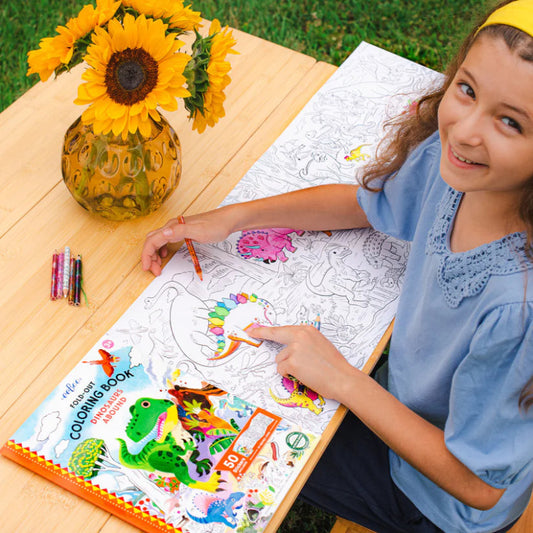 eeBoo Fold Out Colouring Book Dinosaurs Abound