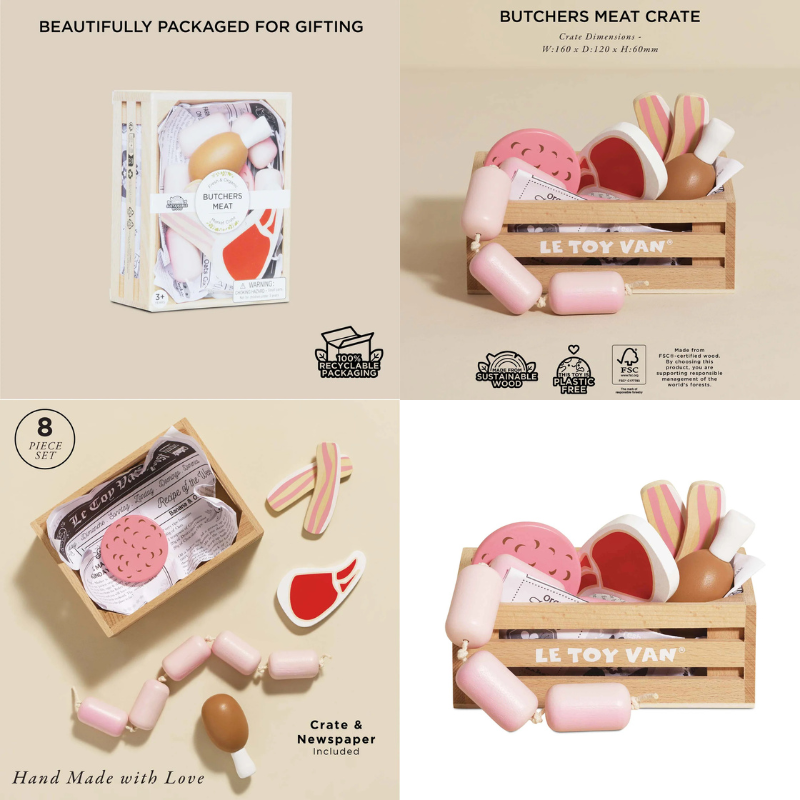 Le Toy Van Wooden Play Food Crates - Various Designs