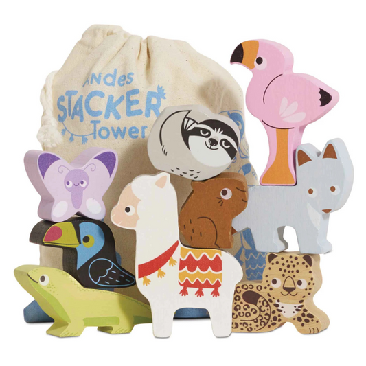 Le Toy Van Wooden Andes Stacking Animals & Bag