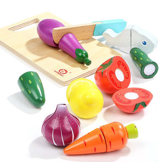 TopBright Pretend Play Wooden Cutting Food