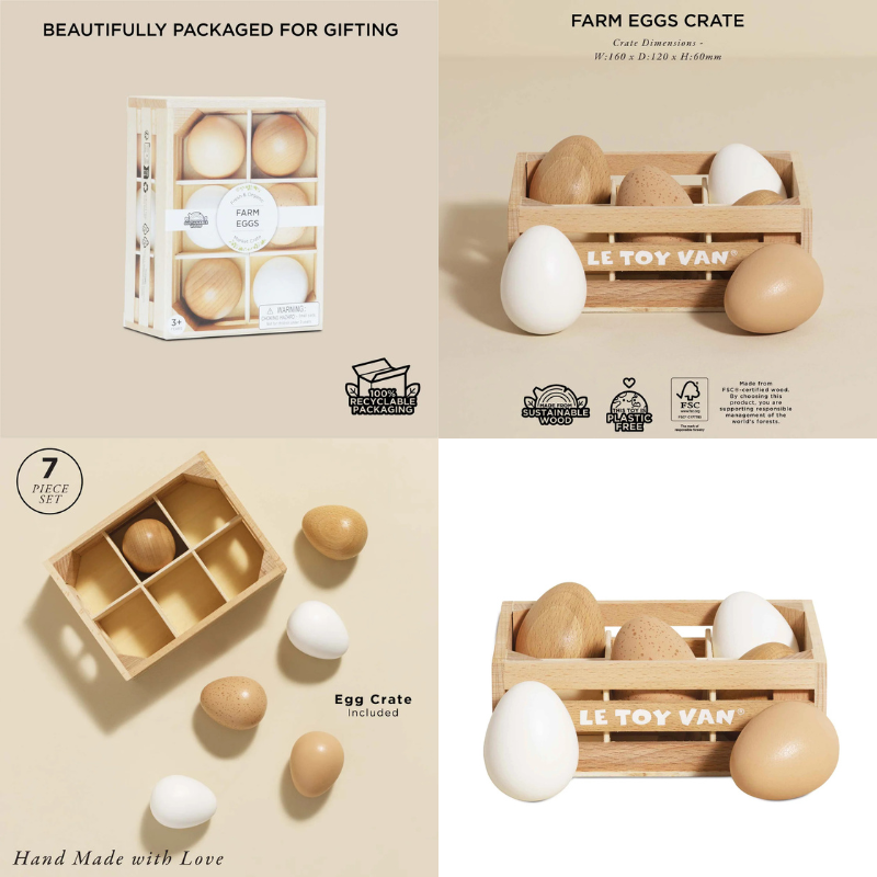 Le Toy Van Wooden Play Food Crates - Various Designs