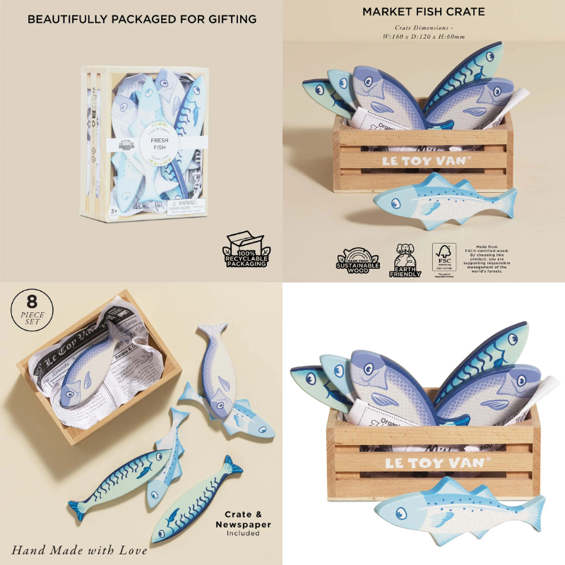 Le Toy Van Wooden Play Food Crates - Various Designs