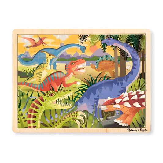 Melissa & Doug Wooden Jigsaw Puzzle - Dinosaurs (24 Pieces)