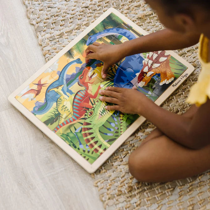 Melissa & Doug Wooden Jigsaw Puzzle - Dinosaurs (24 Pieces)