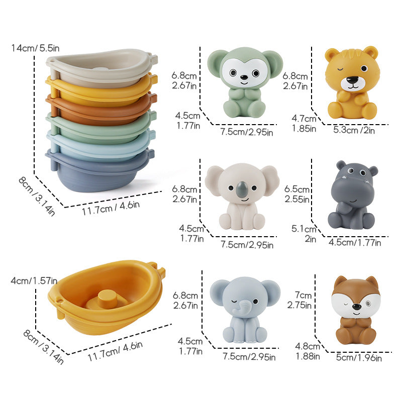 Animals & Matching Boats Bath Set