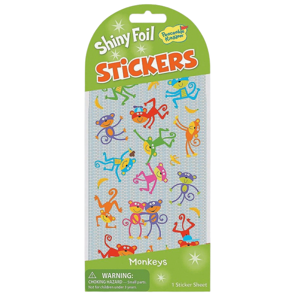 Peaceable Kingdom Foil Stickers - Monkeys