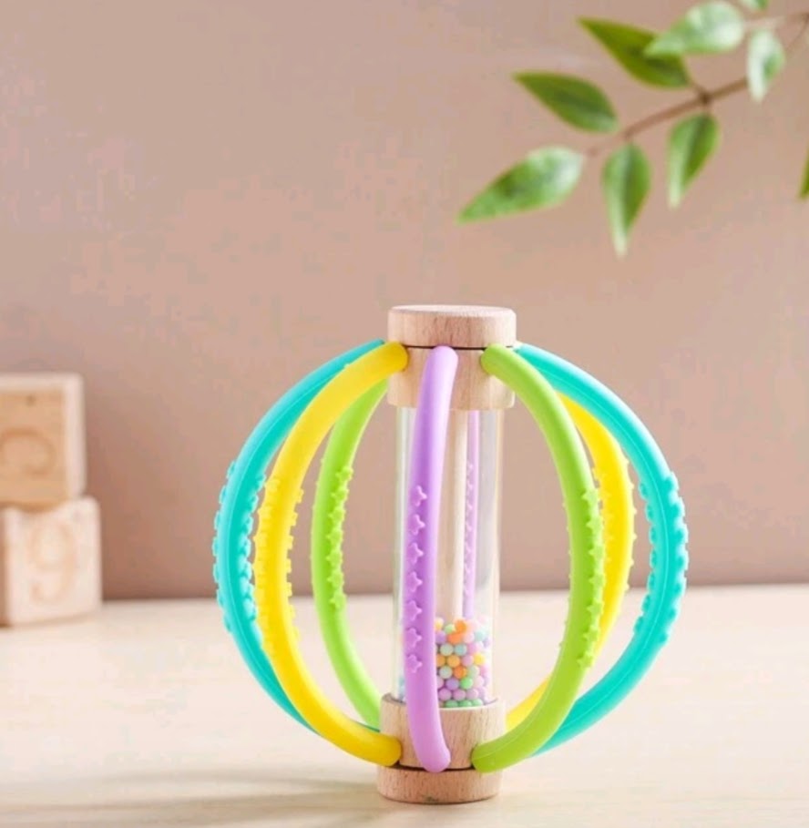 2-in-1 Silicone Teether & Wooden Rattle