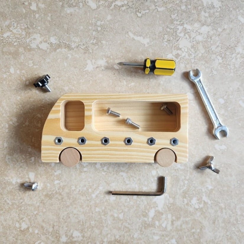 Wooden Busy Bus