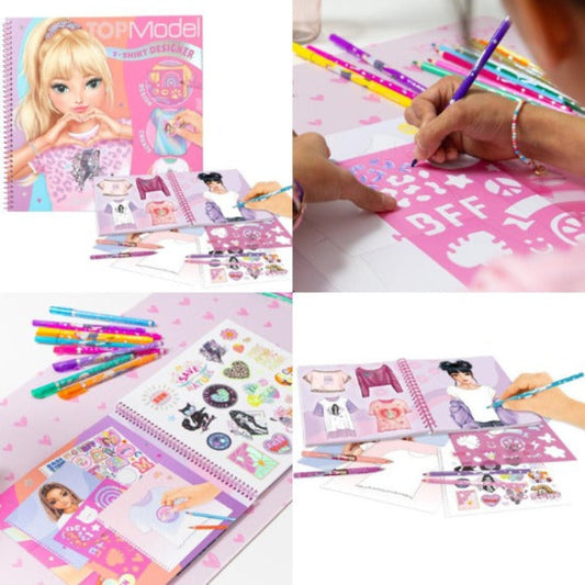 Top Model T-Shirt Designer Colouring Book (With Stencil & Stickers)