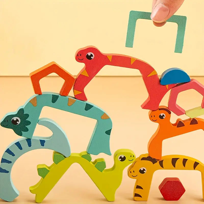 Geometric Wooden Dinosaur Puzzle