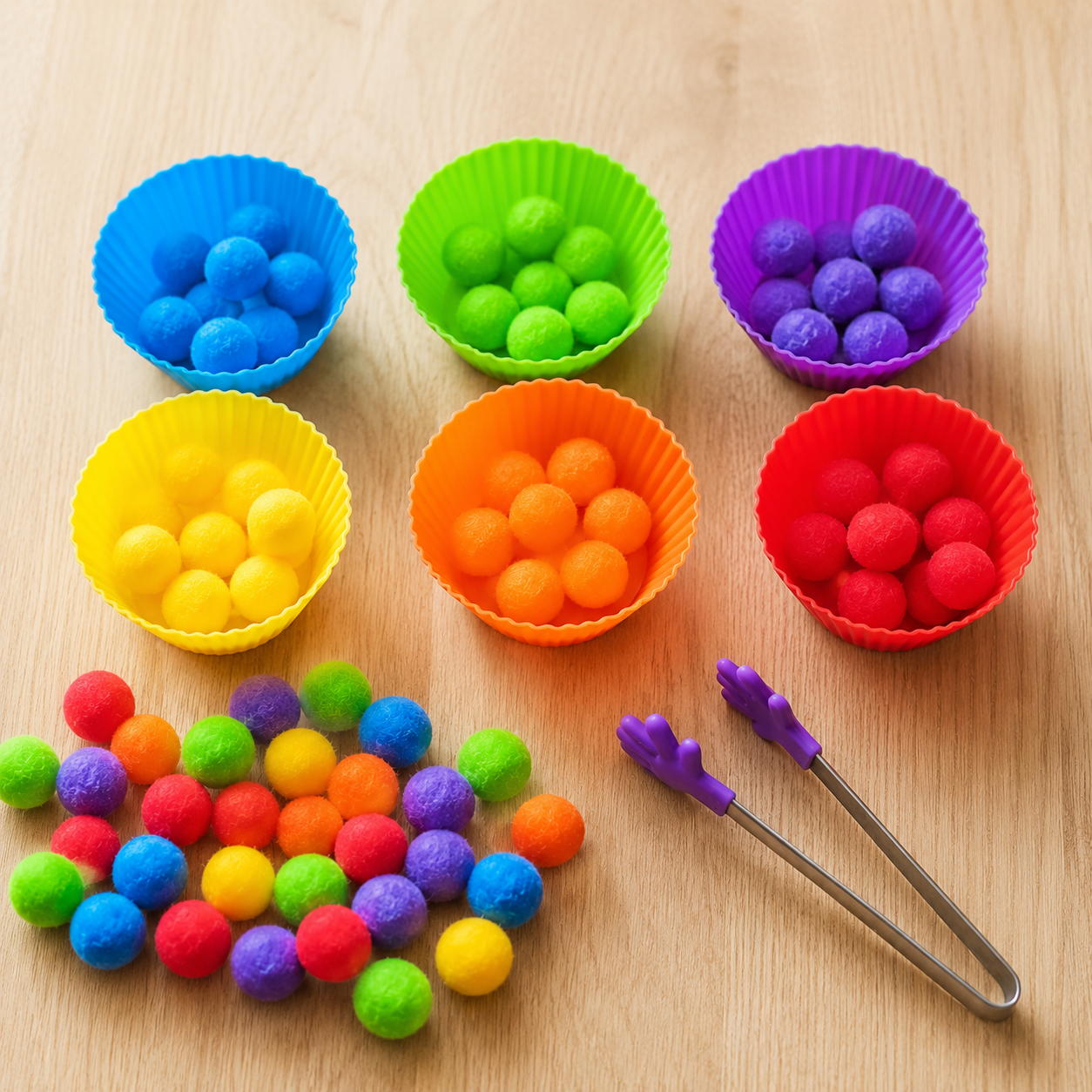 Cupcake and Pom Pom Colour Sorting Fine Motor Game