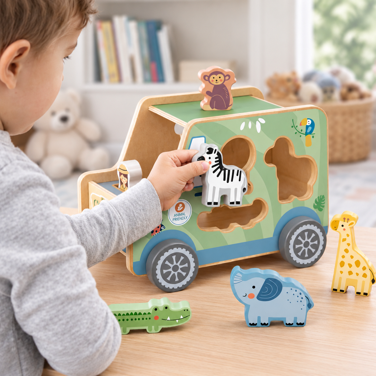 TookyToy Animal Friends Safari Jeep Shape Sorter