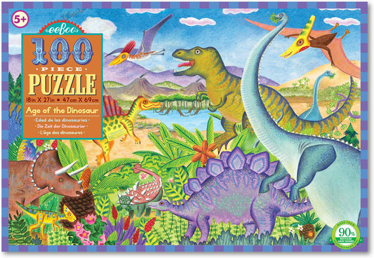 eeBoo - Age of the Dinosaur 100 Piece Puzzle