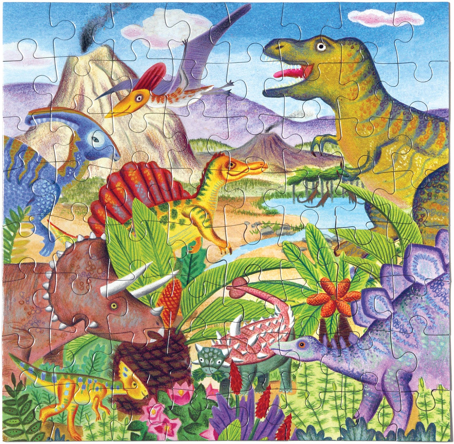 eeBoo Dinosaur Island 64 Piece Puzzle