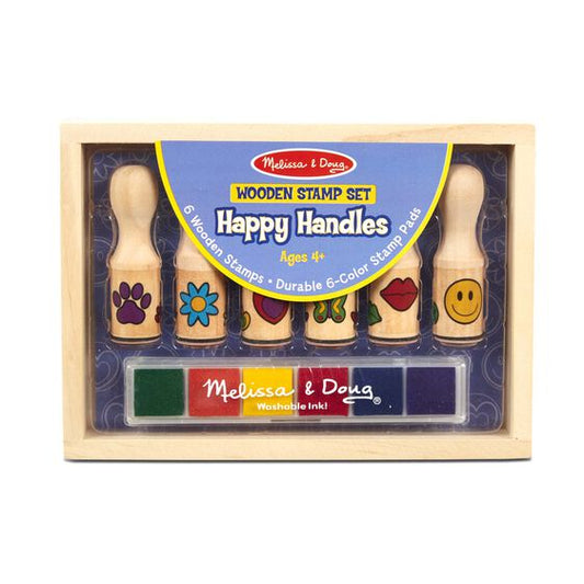 Melissa & Doug Wooden Stamp Set - Happy Handles
