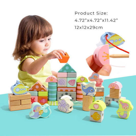Tooky Toy Wooden Lacing Blocks