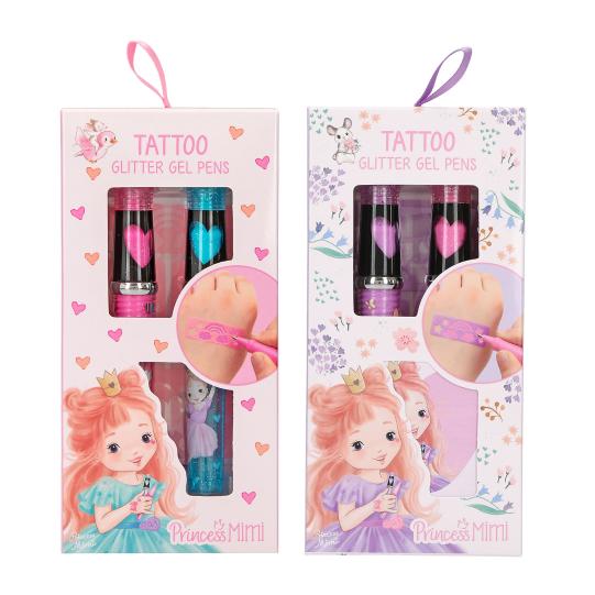 Princess Mimi Tattoo Glitter Gel Pens with Stencils