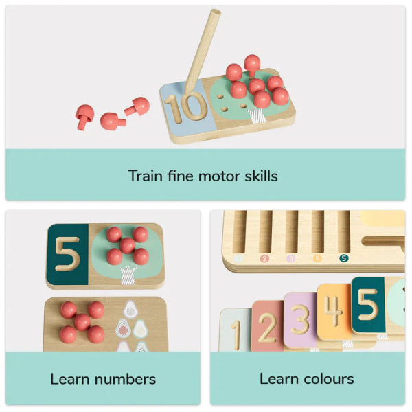TopBright Wooden Montessori Fruit Tree Counting & Writing Number Toy
