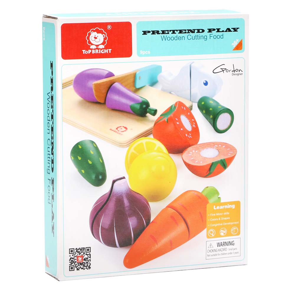 TopBright Pretend Play Wooden Cutting Food