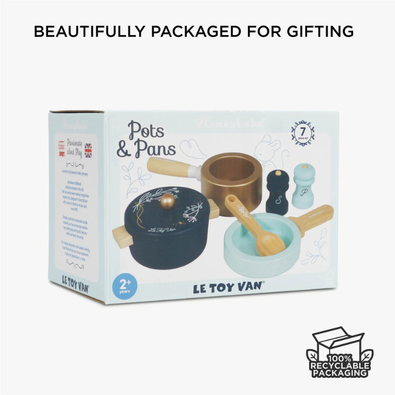 Le Toy Van Wooden Pots & Pans Kitchen Accessories