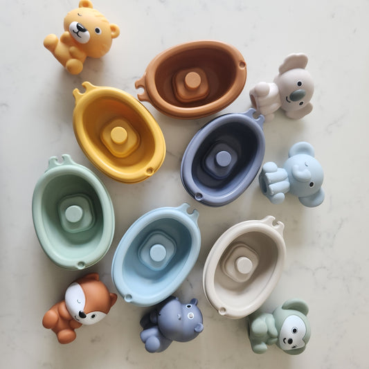 Animals & Matching Boats Bath Set