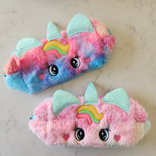 Fluffy Unicorn Stationery Bag - Various Colours