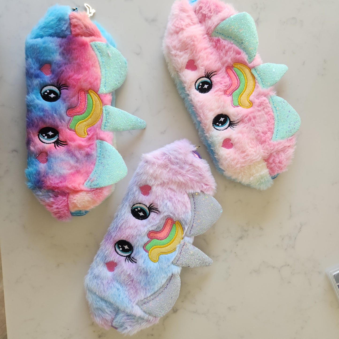 Fluffy Unicorn Stationery Bag - Various Colours