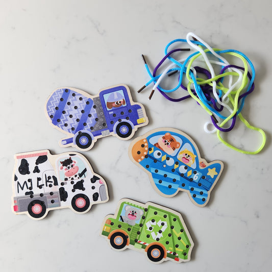 Wooden Vehicle Threading Set