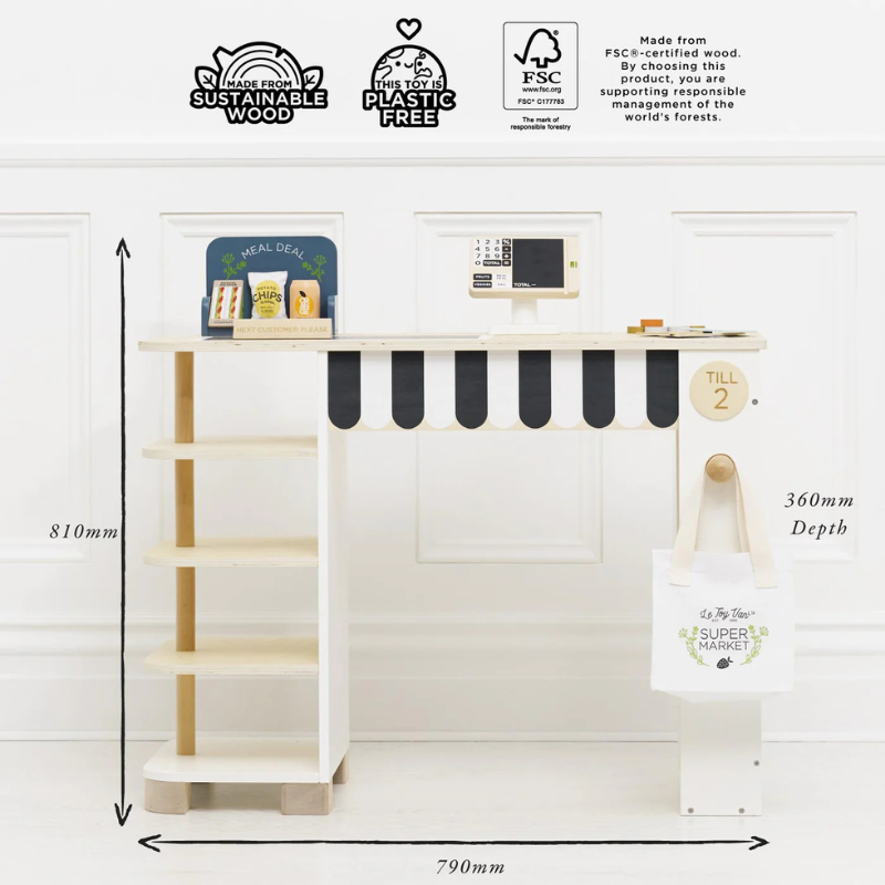 Le Toy Van Wooden Supermarket Till Checkout & Accessories