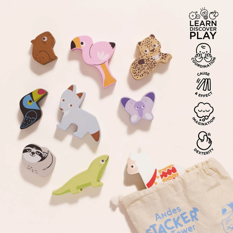 Le Toy Van Wooden Andes Stacking Animals & Bag