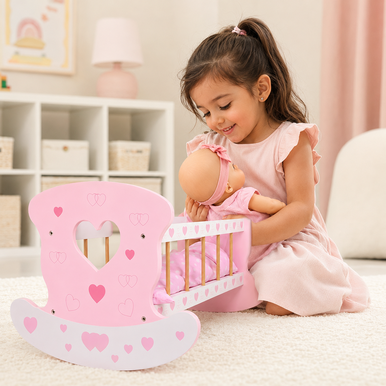 Wooden Dolls Cradle