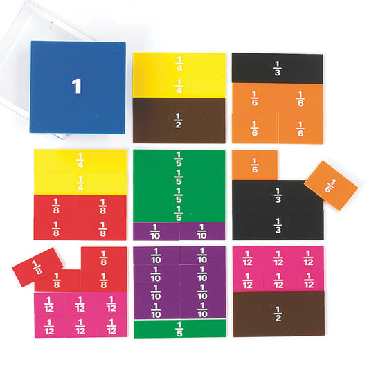 EDX Education Printed Fraction Squares - 1 to 12th