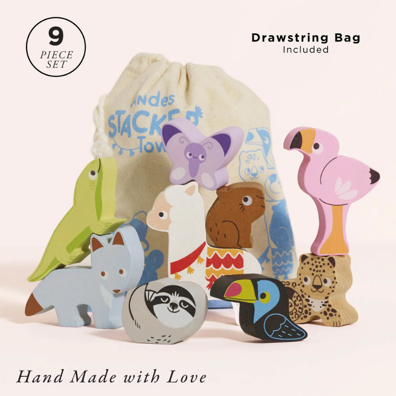 Le Toy Van Wooden Andes Stacking Animals & Bag