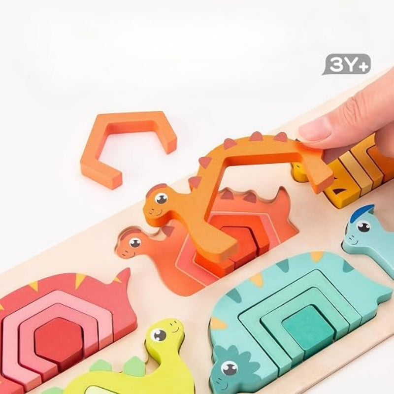 Geometric Wooden Dinosaur Puzzle